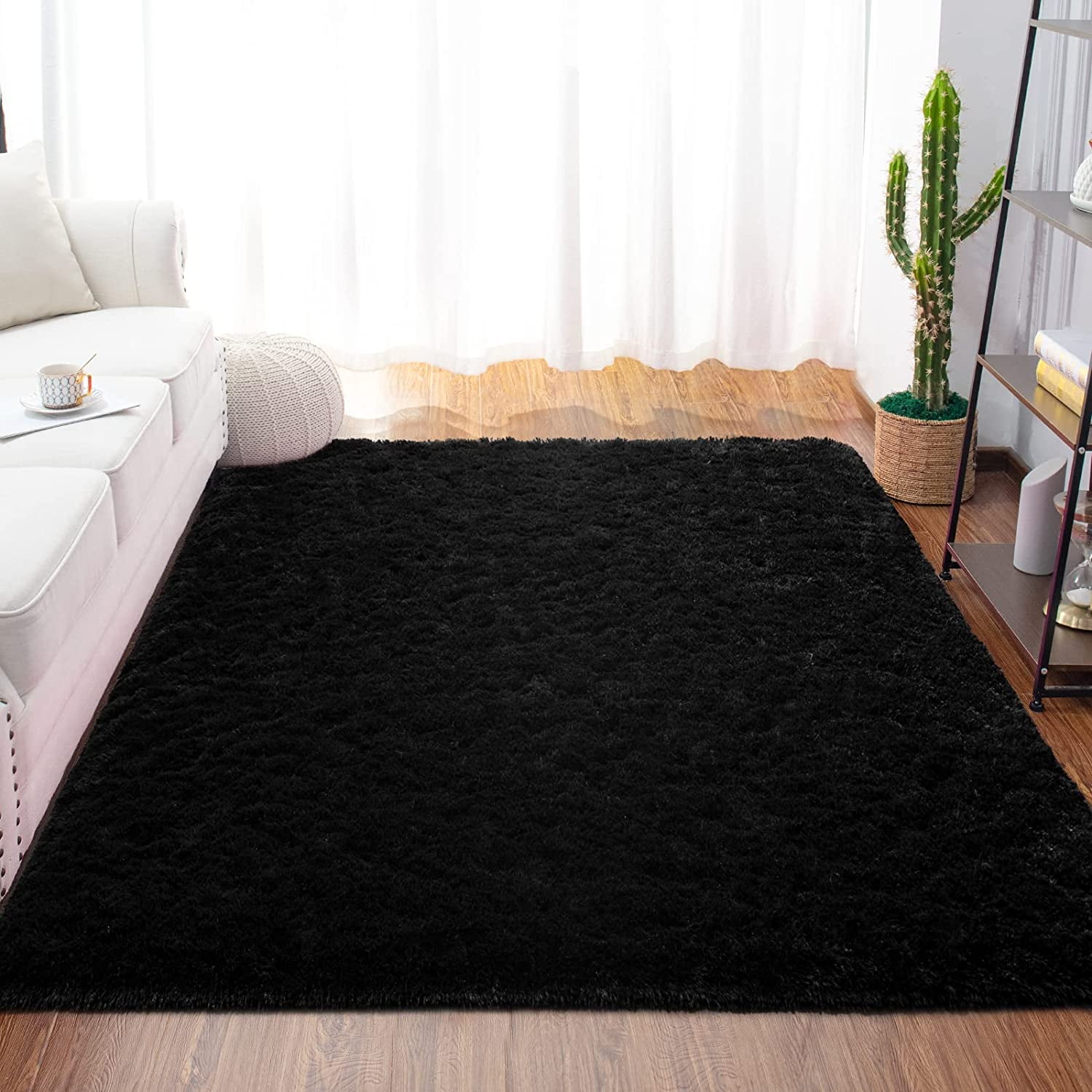 High Pile Rug Runner Rug Hallway Bedroom Shaggy Fluffy Faux Fur Monochrome