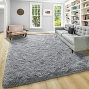 LOCHAS Luxury Fluffy Rug Ultra Soft Shag Carpet for Bedroom Living Room Big Area Rugs, 5x8,Gray