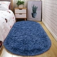 thumbnail image 1 of LOCHAS Luxury Velvet Fluffy Carpet Soft Children Rugs Room Mat Modern Shaggy Area Rug for Bedroom Bedside Home Decor,2.6'x5.3',Indigo, 1 of 7