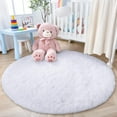 thumbnail image 1 of LOCHAS Round Fluffy Area Rugs Soft Rug for Living Room Bedroom Kids Nursery Home Decor Shaggy Carpet 4 Feet, White, 1 of 7