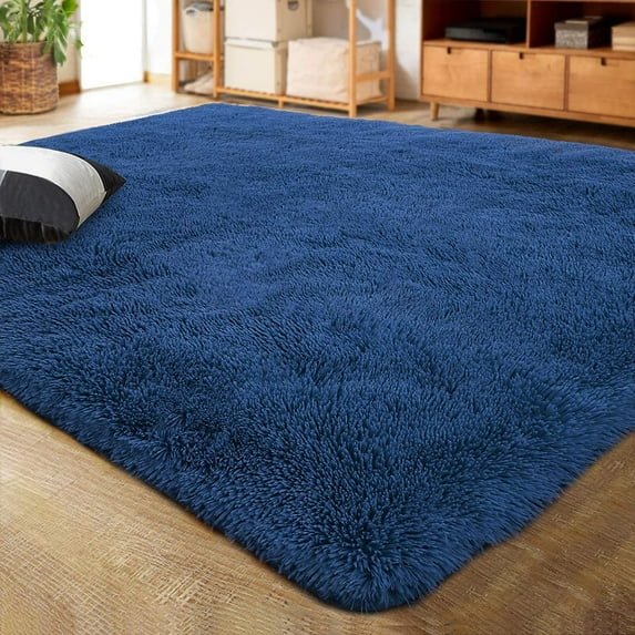 LOCHAS Soft Indoor Modern Area Rugs Fluffy Living Room Carpets for Children Bedroom Home Decor Nursery Rug 5.3'x7.5',Indigo