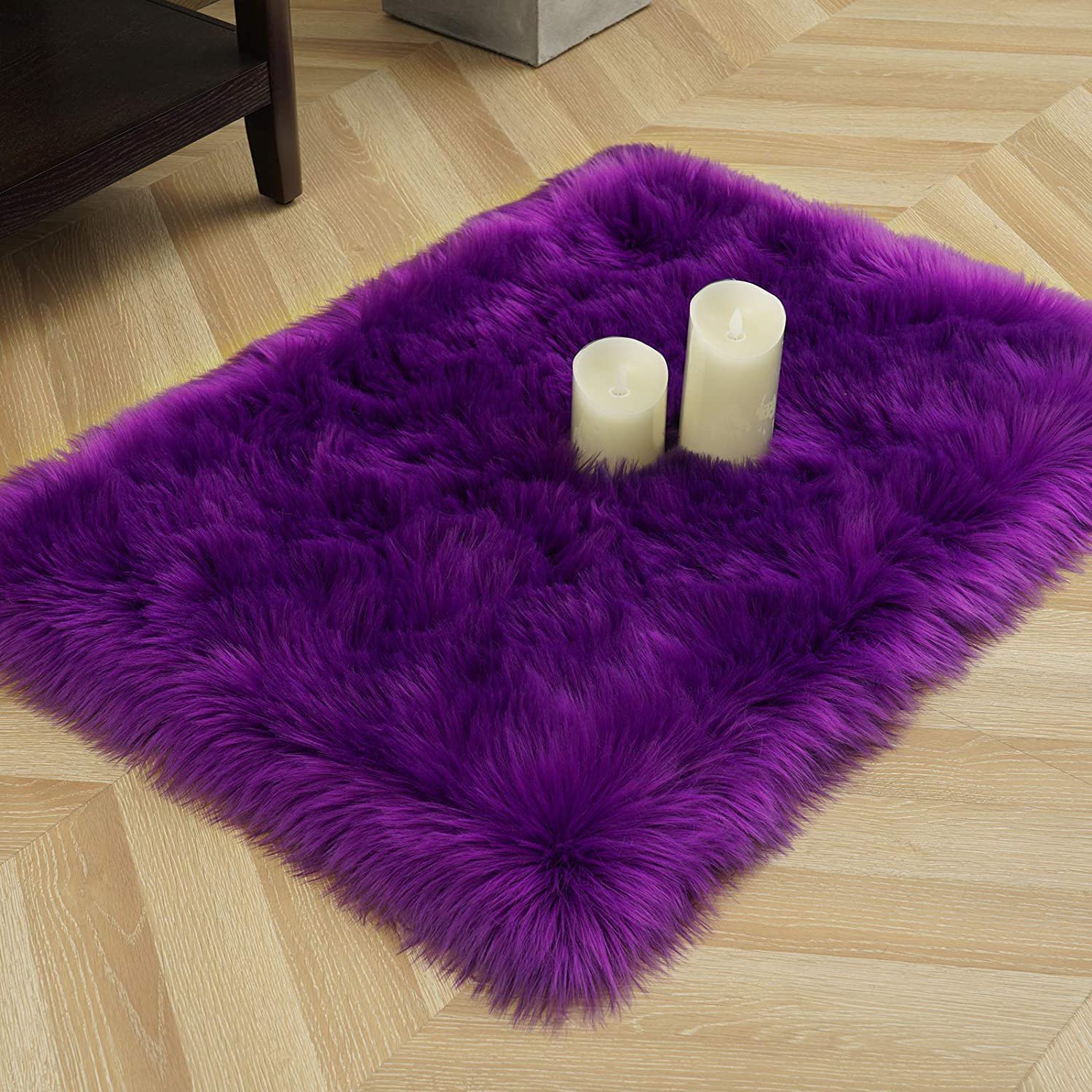 LOCHAS Ultra Soft Fluffy Rugs Faux Fur Sheepskin Area Rug for Bedroom Bedside Living Room Carpet