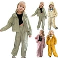 thumbnail image 1 of LOCHEX Girls 2 Piece Outfits Solid Color Long Sleeve Cargo Hoodie with Zipper Sport Coat and Jogger Pants Set Kids Clothing Sets,Yellow,10, 1 of 6