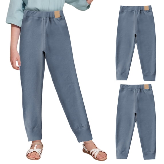 LOCHEX Kids Winter Leggings Thick Cotton Fleece Lined Girls Boy Pants Warm Stretchy Thermal Tights Trousers 2 Pack,2PC Gray,15