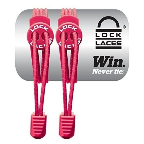 LOCK LACES Shoelaces Elastic No Tie, Hot Pink, 48-Inch