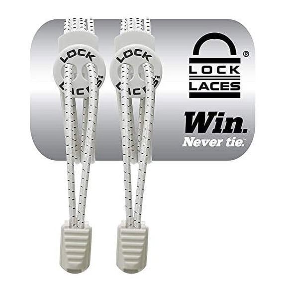LOCK LACES Shoelaces Elastic No Tie, White, 48-Inch