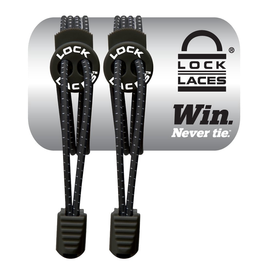 LOCK LACES Shoelaces Elastic No Tie, Black, 48-Inch
