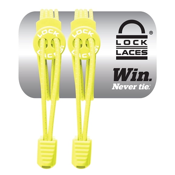 LOCK LACES Shoelaces Elastic No Tie, Neon Yellow, 48-Inch