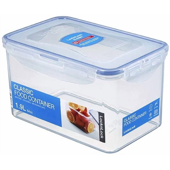 LOCK & LOCK Easy Essentials Food Lids/Pantry Storage/Airtight Containers, BPA Free, Rectangle - 8 Cup - for Cookies, Clear