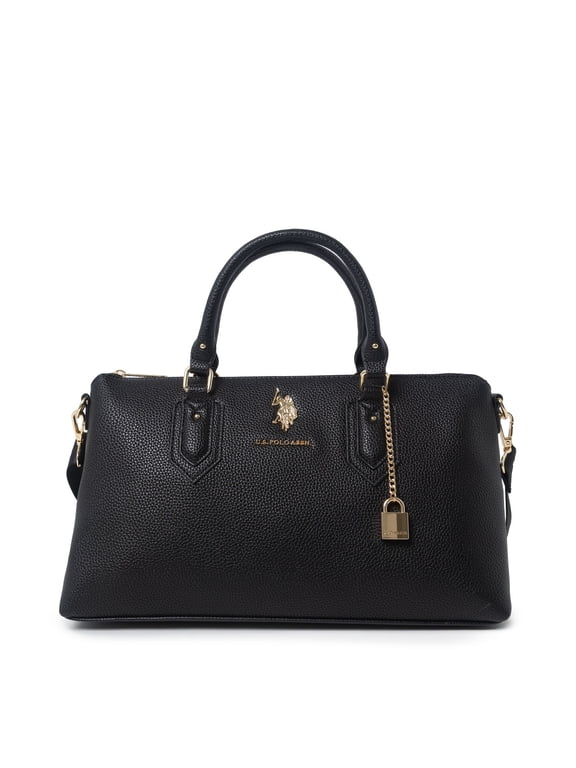 Women's Lock Satchel, Black