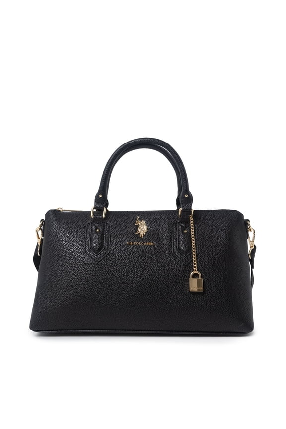 U.S. Polo Asnn. Women's Lock Satchel, Black