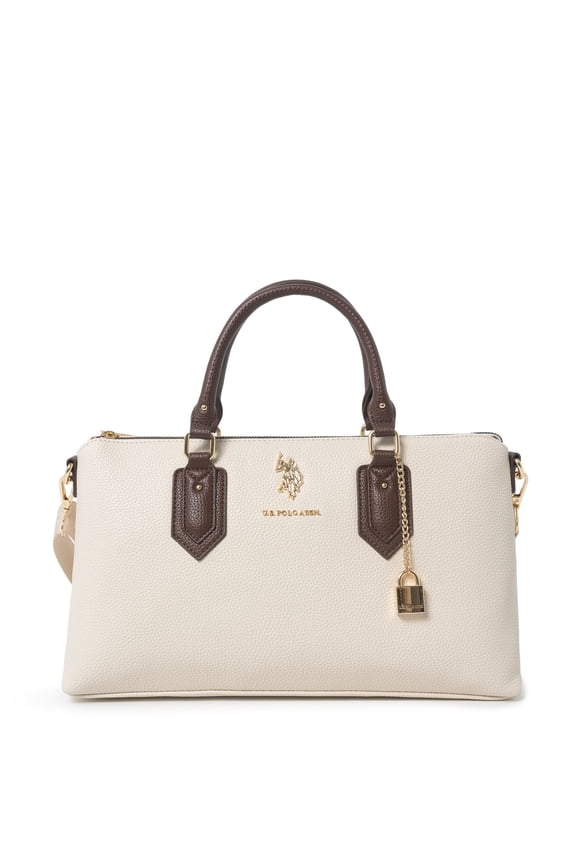 U.S. Polo Asnn. Women's Lock Satchel, Ivory