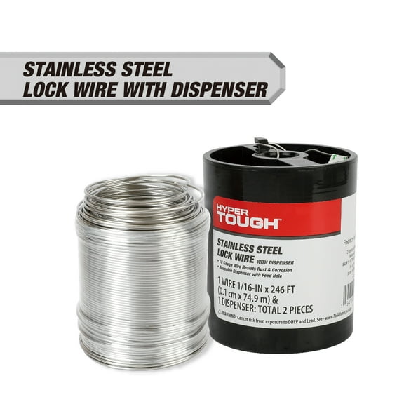 Hyper Tough 18 Gauge Stainless Steel Lock Wire with Dispenser, 246 ft, 0.04-inch Diameter Wire