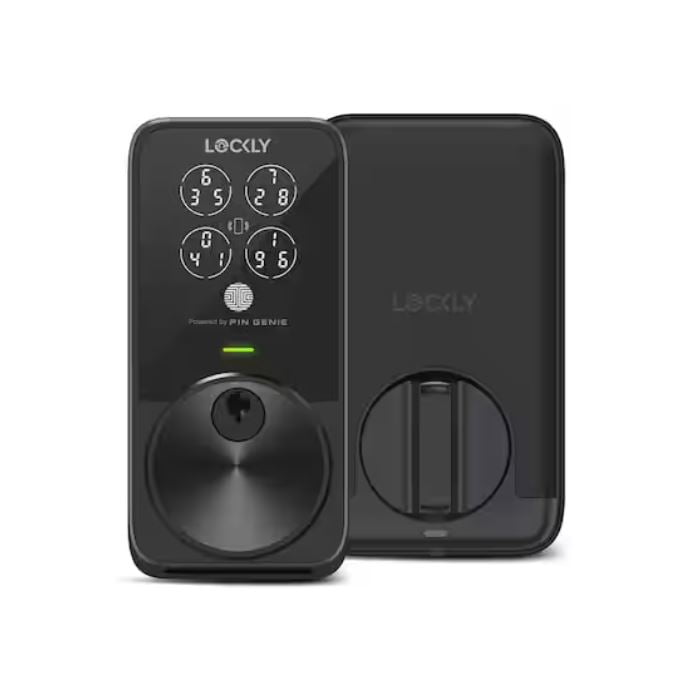 LOCKLY Pin Genie Pro Matte Black Deadbolt Apple Home Key Wi-Fi Smart Lock, Siri/Google/Alexa, Hack-Proof Keypad, Free App, Key