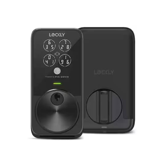 LOCKLY Pin Genie Pro Matte Black Deadbolt Apple Home Key Wi-Fi Smart Lock, Siri/Google/Alexa, Hack-Proof Keypad, Free App, Key