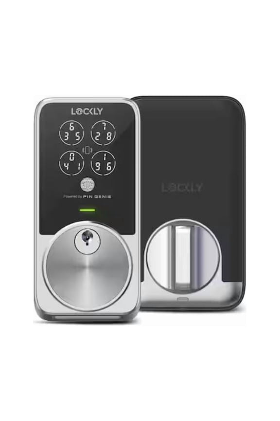 Pin Genie Pro Satin Nickel Deadbolt Apple Home Key Wi-Fi Smart Lock, Siri/Google/Alexa, Hack-Proof Keypad, Free App, Key