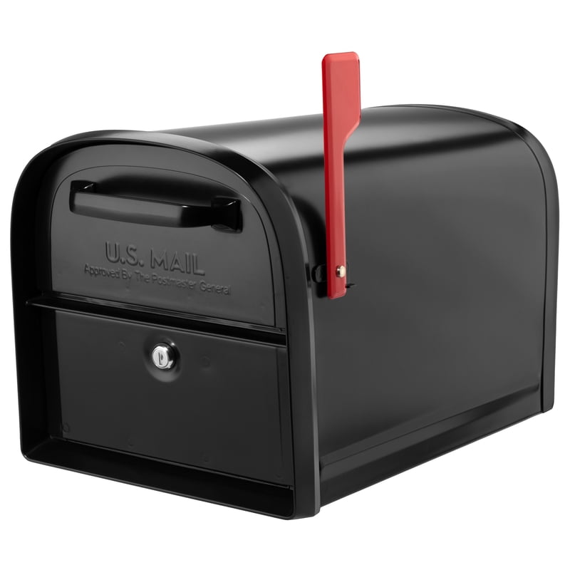 Large Black Steel Post Mount Locking Mailbox