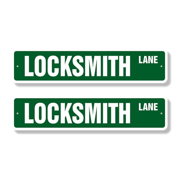 LOCKSMITH Classic Street Sign (2 Pack) lock smith keys locks 24 Road Sign | 6" X 24" Plastic Address Sign