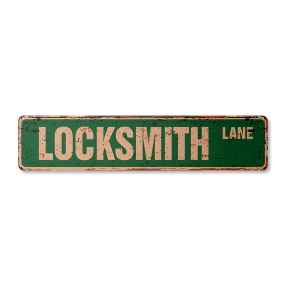 LOCKSMITH Vintage Aluminum Street Sign lock smith keys locks 24 rustic metal tin | Indoor/Outdoor | Â 24" Wide