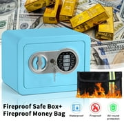 LOCKSWORTH 0.25 Cubic Feet Electronic Digital Safe Box, Steel Money Safe Box for Home with Fireproof Money Bag for Cash Safe Hidden, Blue