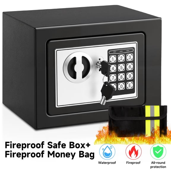 LOCKSWORTH 0.25 Cubic Feet Electronic Digital Safe Box, Steel Money Safe Box for Home with Fireproof Money Bag for Cash Safe Hidden