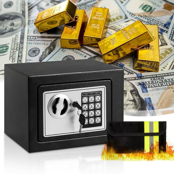 LOCKSWORTH 0.2 Cubic Feet Electronic Digital Safe Box, Steel Money Safe Box for Home with Fireproof Money Bag for Cash Safe Hidden