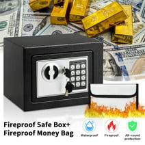 LOCKSWORTH 0.2 Cubic Feet Electronic Digital Safe Box, Steel Money Safe Box for Home with Fireproof Money Bag for Cash Safe Hidden