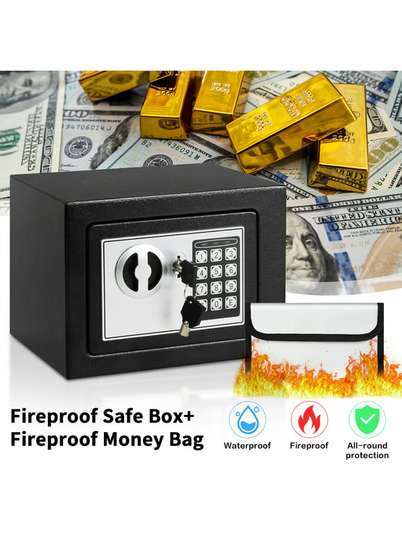 LOCKSWORTH 0.2 Cubic Feet Electronic Digital Safe Box, Steel Money Safe Box for Home with Fireproof Money Bag for Cash Safe Hidden