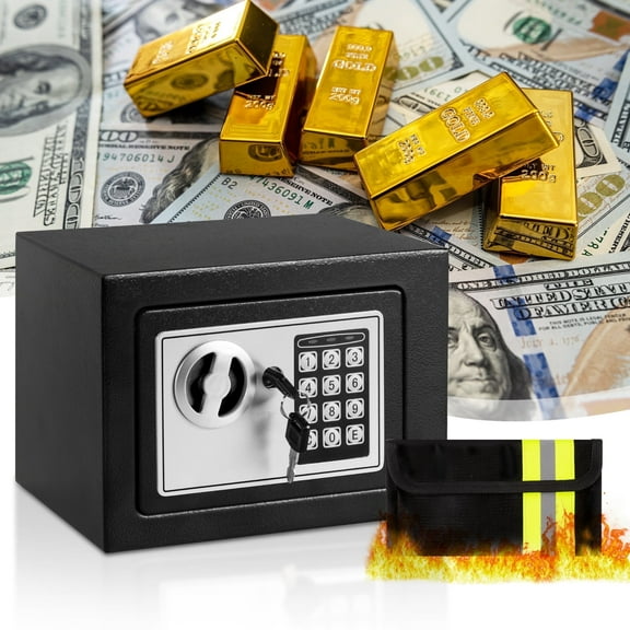LOCKSWORTH 0.25 Cubic Feet Electronic Digital Safe Box, Steel Money Safe Box for Home with Fireproof Money Bag for Cash Safe Hidden