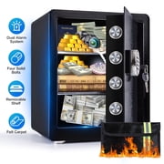 2.0 Cubic Feet Security Safe Box, Dual Alarm System, W/Electronic Digital Keypad, LED Light for Home Office Hotel Use 15D x 12.2W x 17.7H