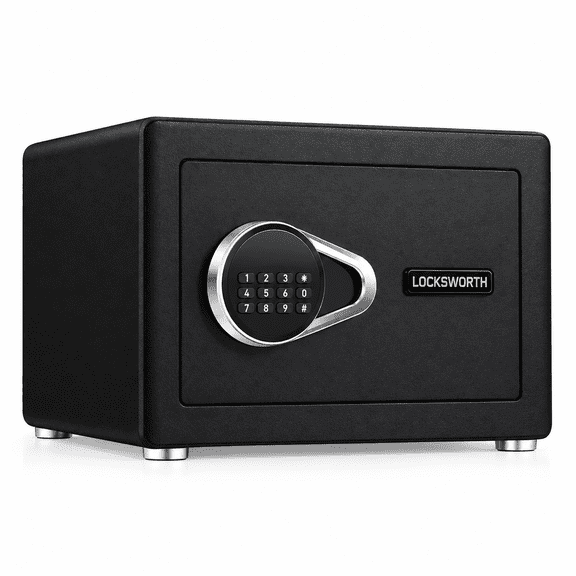LOCKSWORTH Digital Safe Box, 1.0 Cu Ft Electronic Security Safe for Home, Steel Money Safe with Removable Shelf, Wall Mountable, Black