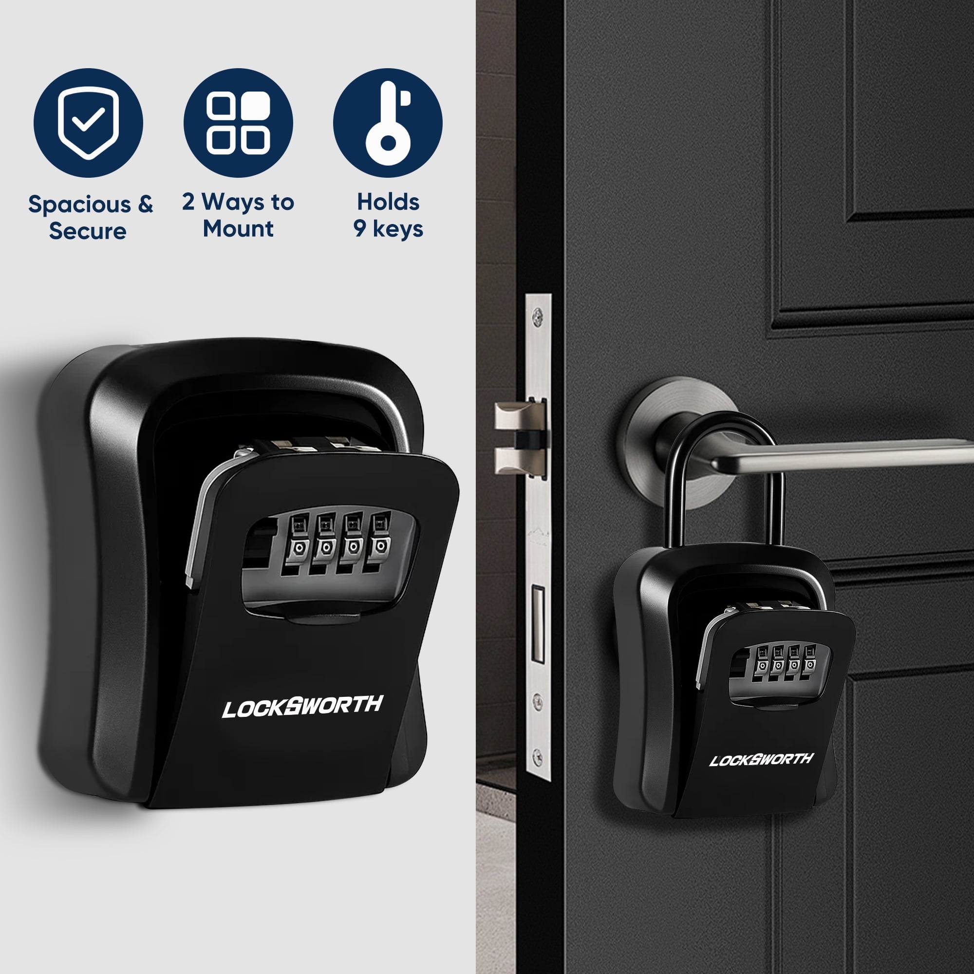 Walmart Deals of Walmart Black Friday Deals 2025 - LOCKSWORTH Key Lock Box, 9 keys Wall Mounted Lock Box with Shutter for Keys Outdoor, Lockboxes for Realtors Home Office