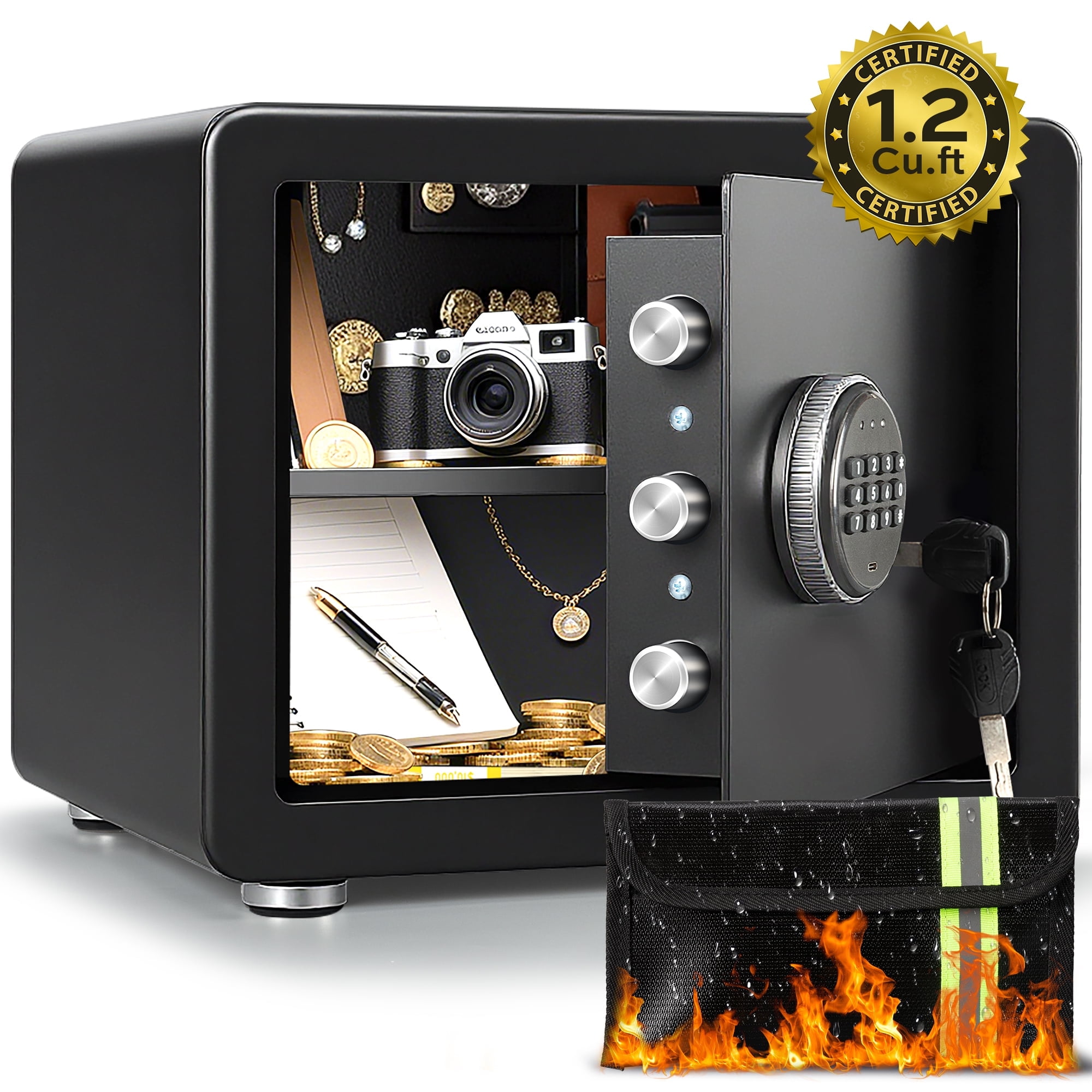 Locksworth 1.2 Cubic Safe Box with Electronic Keypad, Security Lock Box ...