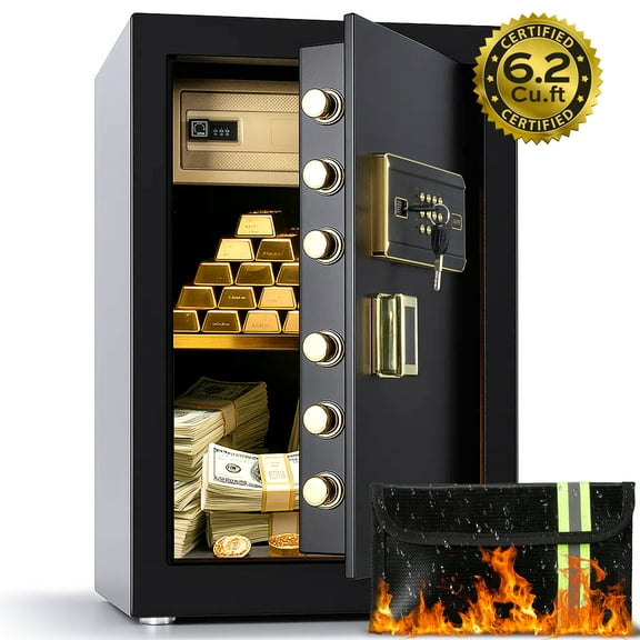 Locksworth 6.2 Cu.ft. Large Safe with Electronic Keypad, Safe Box with Fireproof Bag Dual Alarm System Lockable Inner Cabinet for Home Hotel