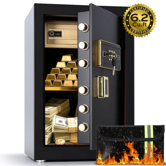 Locksworth 6.2 Cu.ft. Large Safe with Electronic Keypad, Safe Box with Fireproof Bag Dual Alarm System Lockable Inner Cabinet for Home Hotel