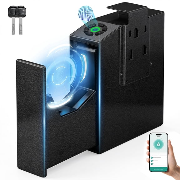LOCKSWORTH Biometric Gun Safe for Pistol with Fingerprint & App Control, Quick Access Handgun Safe, Digital Security Safe with Keypad, Hidden Key, LED Light, Wall Mounted