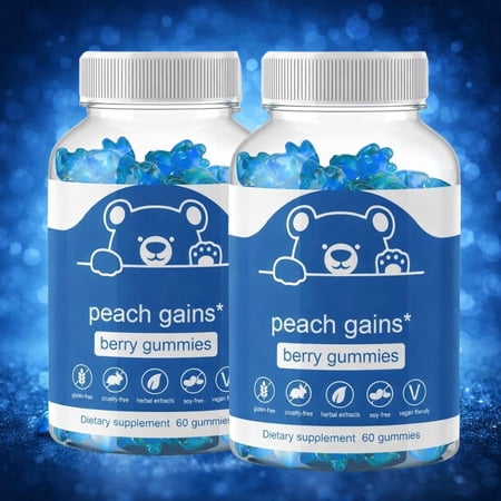 Women’s Peach Gain Body Support Gummies – Herbal Feminine Wellness Supplement with Maca Root, Fenugreek – Peach Flavor Pack 2