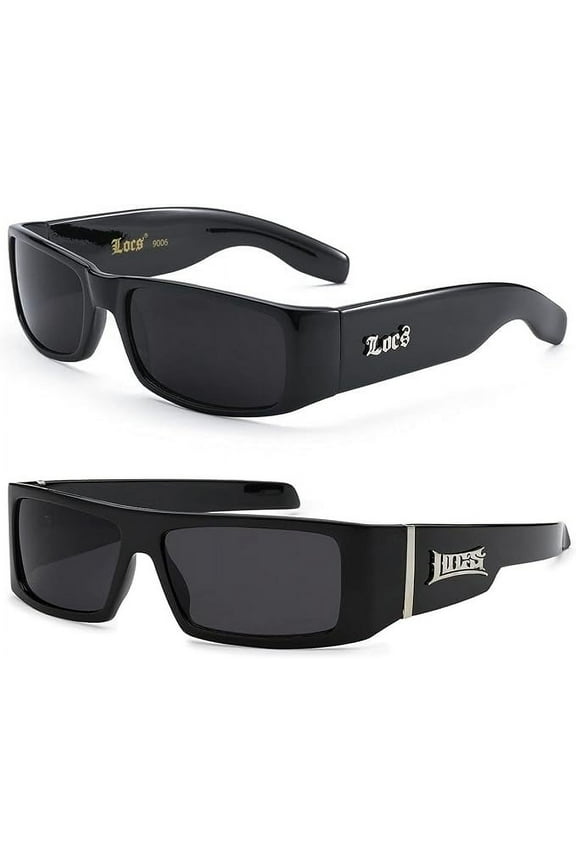 S Hardcore Shades 2 Pack HARDCORE LOCS Sunglasses | BLACK Designer Old School OG Gangster Cholo Shades, 90006 + 90058