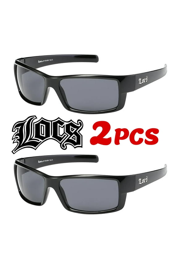 Hiphop Fashion 2 Pack Hardcore 91108 Black Sunglasses Classic Lowrider Biker