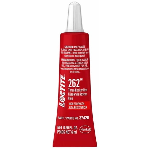 LOCTITE 262 Threadlocker for Automotive: High-Strength, Oil Tolerant, High-Temp, Anaerobic, Permanent, Works on all Metals | Red, 6 ml Tube (PN: 37420 - 487231)