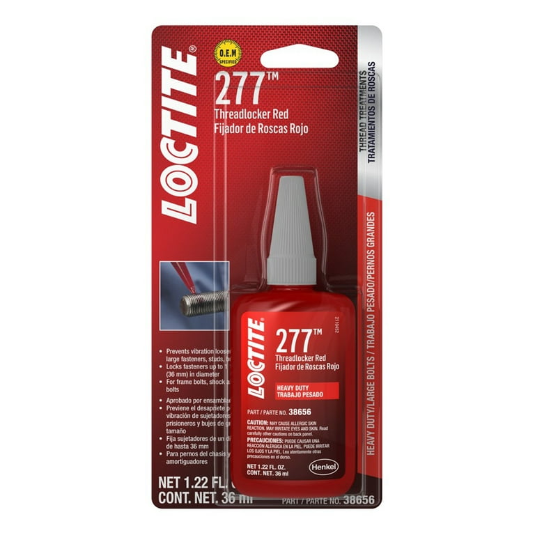 Loctite Threadlocker 277 HD Red Big Bolts 36ml/1.22oz Loctite Threadlocker 277 HD Red Big Bolts 36ml/1.22oz