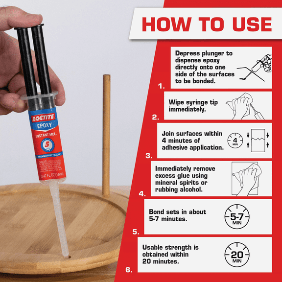 LOCTITE Instant Mix 5-Minute Epoxy - Pack of 2  Construction & DIY Use, Standard Hardware Spec