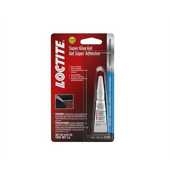 LOCTITE Quick Gel Super Glue for Automotive & More: Instant Adhesive, Heavy-Duty, Works on Metal, Most Plastics, Vinyl, Rubber | Clear Gel, .07 oz Tube (PN: 37391-483624)