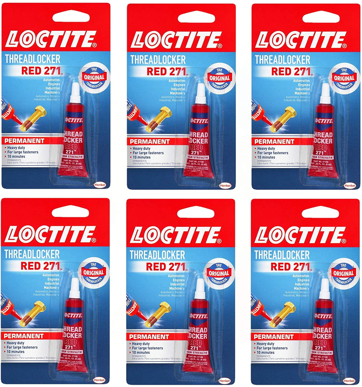 LOCTITE Threadlocker Red 271 0.2fl oz Hardware Red Multipurpose