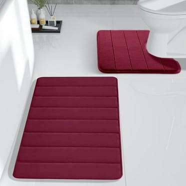 LODIENY 2 Piece Set Toilet Mats,Memory Foam Bath Mat Set,Bathroom Rugs For 2 Pcs,Soft Comfortable,Water Absorption,Non-Slip,Thick,Machine Washable,Easier To Dry