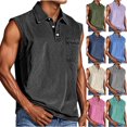 thumbnail image 1 of LODIENY Athletic Tank Tops Men Big and Tall Henley Shirts Sleeveless Muscle Gym Workout Running Beach Summer Vintage Button Up Biker Tee Vest with Pockets Blue XXL, 1 of 7