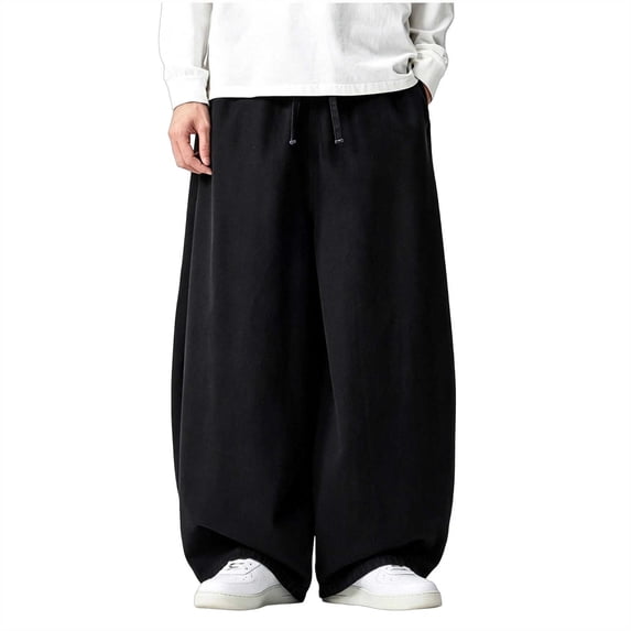 LODIENY Baggy Heavyweight Oversized (M-5XL) Jeans for Men Wide Leg Hip Hop Jean Stylish Loose Fit Washed Denim Pants Casual Streetwear Skateboard Trousers Black XXXXL
