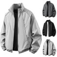 thumbnail image 1 of LODIENY Baggy Lightweight Jackets for Men Stand Collar Light Windbreaker Full Zip Casual Flight Jacket Fall Active Coat Gray XL, 1 of 9