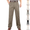 thumbnail image 1 of LODIENY Classic Fit Pleated Front Dress Pants for Men Straight Leg Baggy Basic Business Work Trousers with Pockets Gray 38, 1 of 7