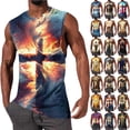 thumbnail image 1 of LODIENY Cool Tank Tops for Men Workout Muscle Novelty Funny 3D Cross Pattern Printed Loose Fit Summer Casual Mens Sleeveless Athletic Workout Tee Shirts Gray S, 1 of 5